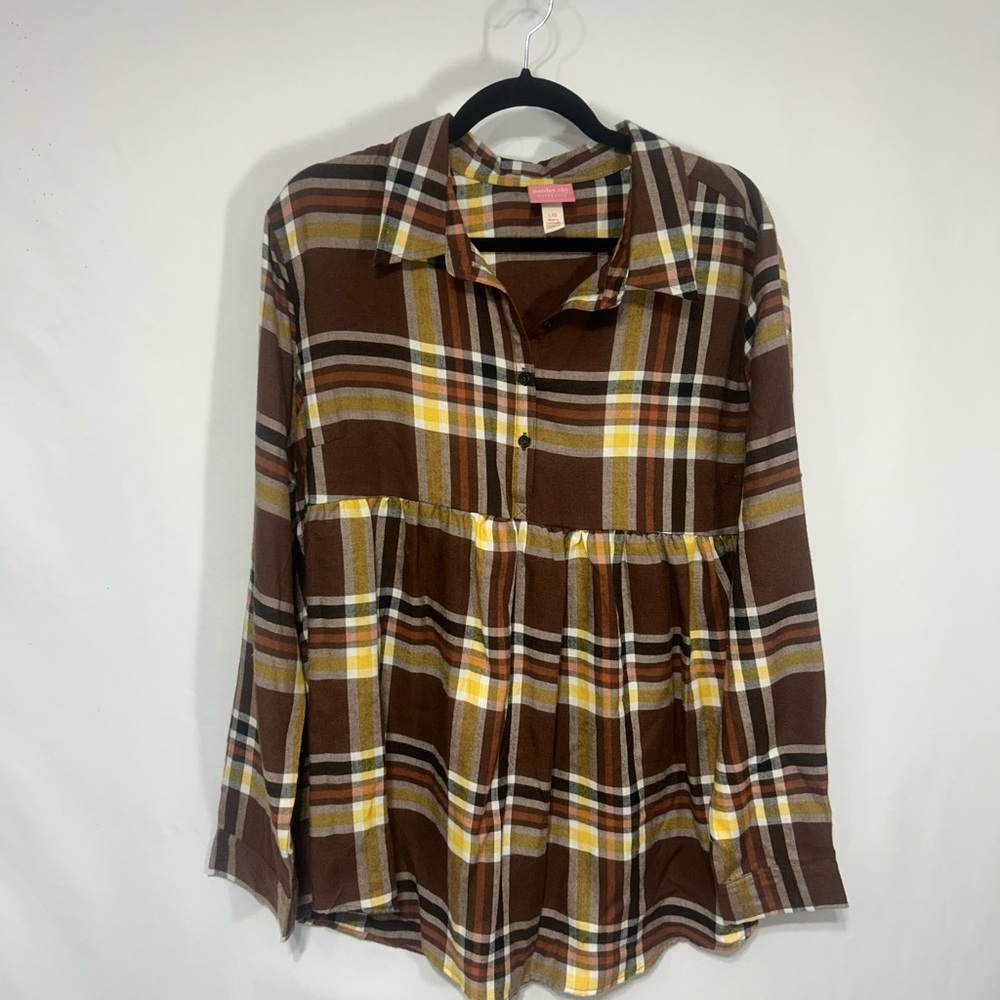 Paisley Sky Brown and Yellow Plaid Shirt